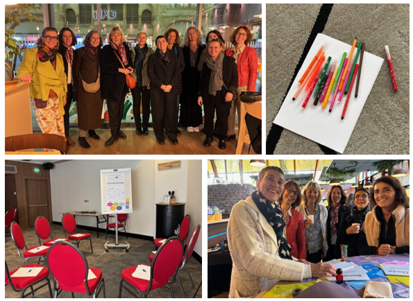 Photos des animatrices des ateliers et des espaces (des feutres et des chaises placées en cercle)